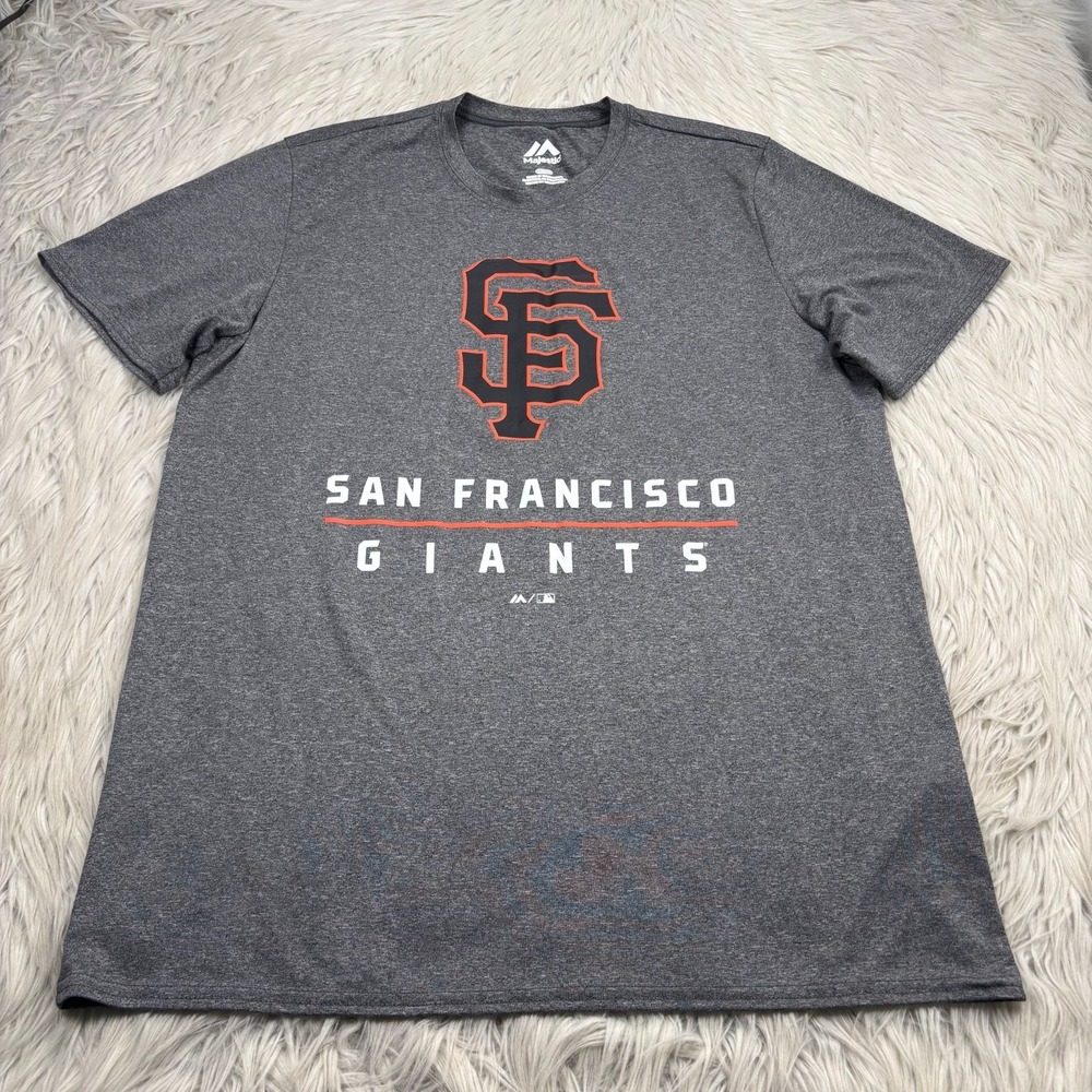 Majestic Men's L Gray San Francisco Giants Short Sleeve Tee MLB Baseball